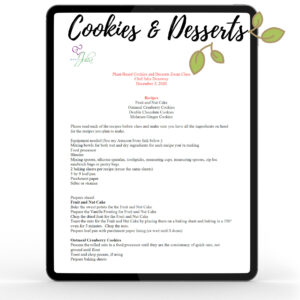 Plant-Based Cookies and Desserts Zoom Class