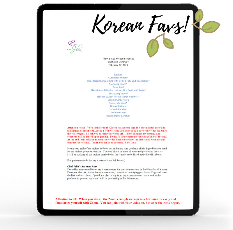 Plant-Based Korean Favorites Recipe Packet